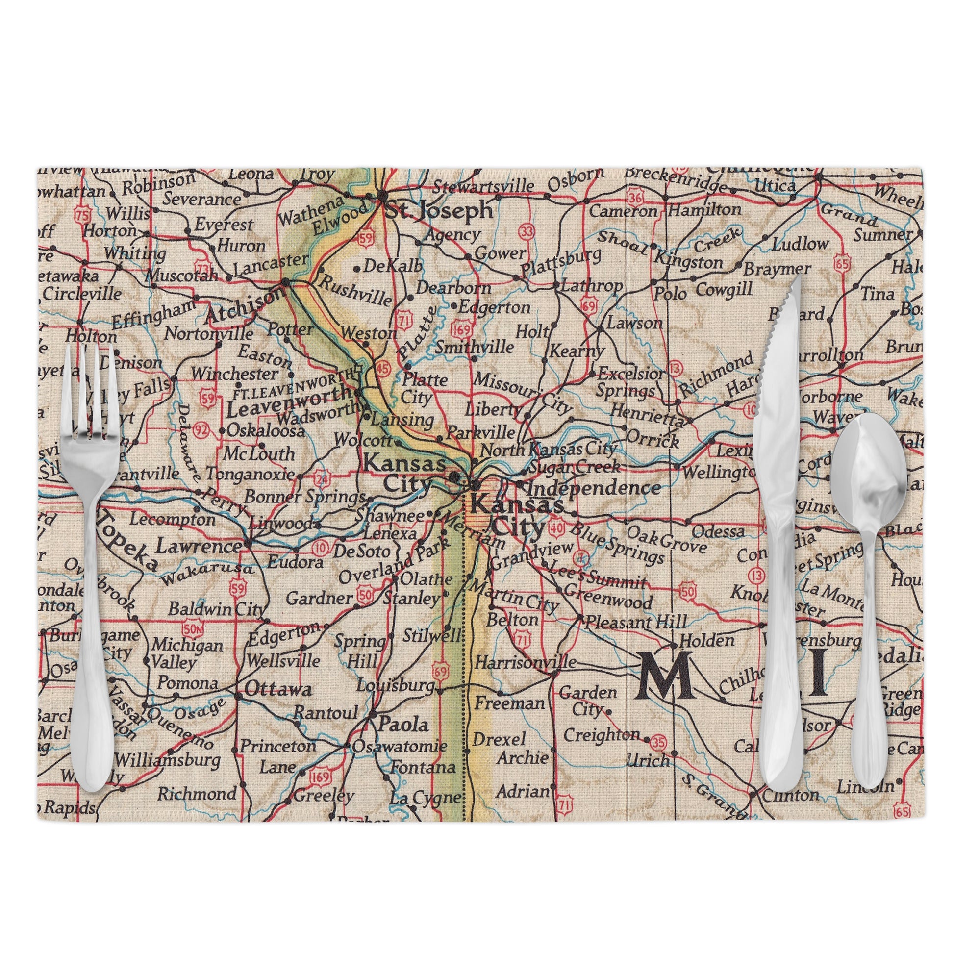 Kansas City Vintage Map Placemats Set of 4
