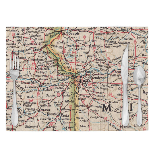 Kansas City Vintage Map Placemats Set of 4