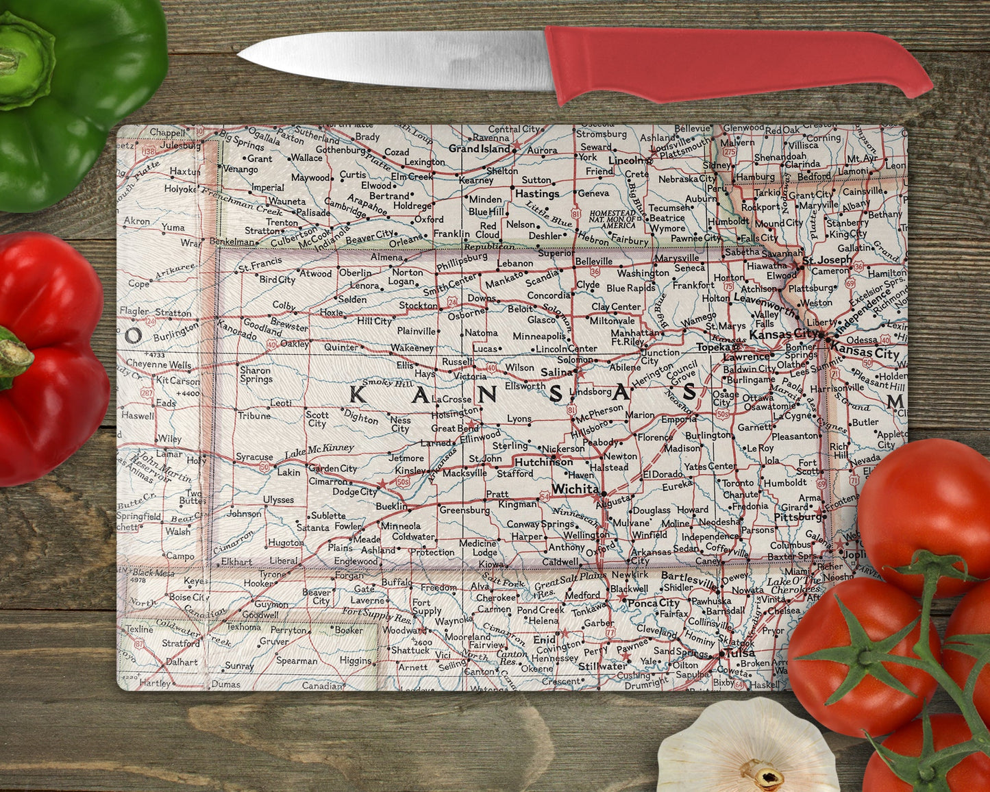 Kansas Map Cutting Board | Travel Gift | Kitchen Decor