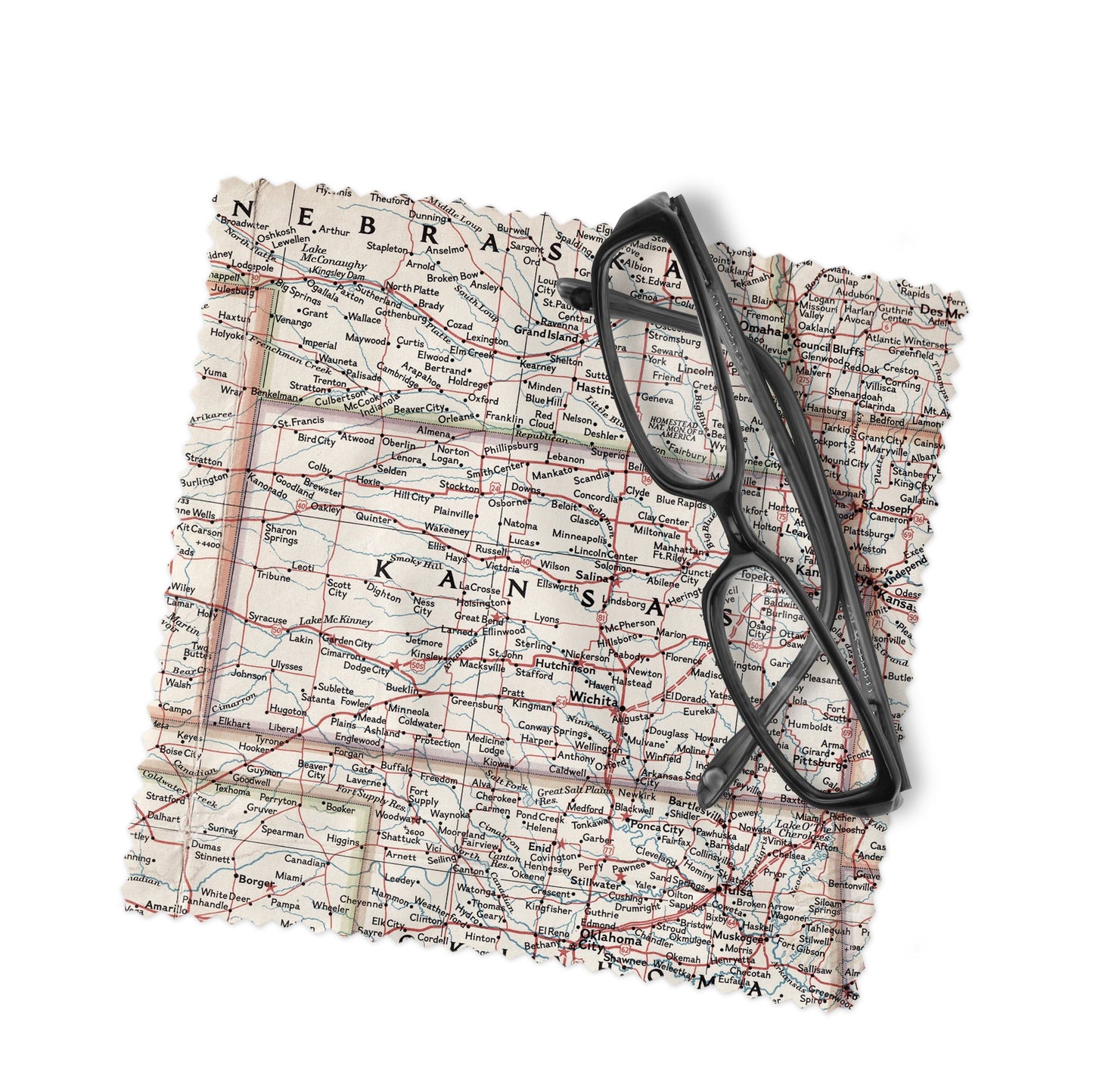 Kansas Map Lens Cloth | Kansas Microfiber Glasses Cleaner | Travel Gift