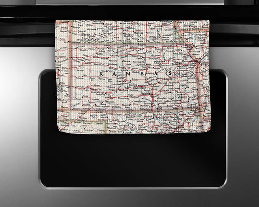 Kansas Map Tea Towel | Waffle-Weave Kitchen Towel Gift