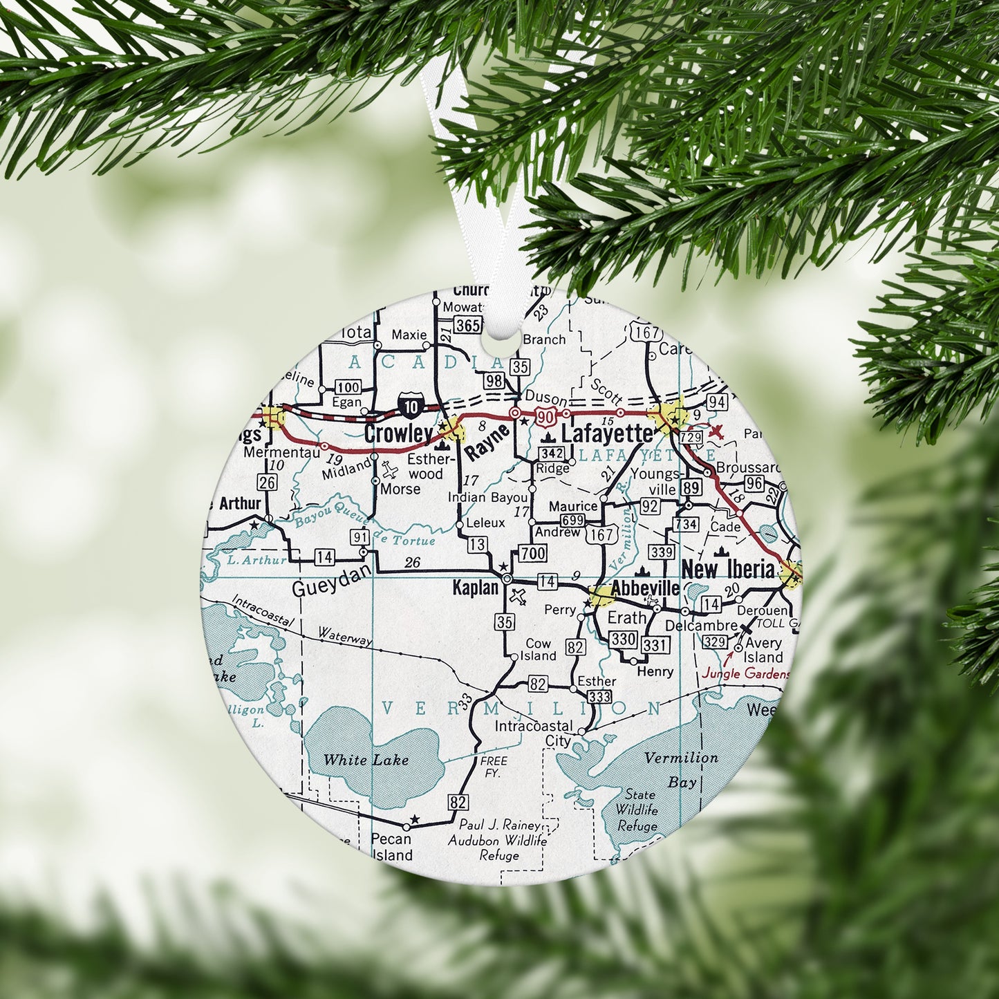 Kaplan Louisiana Vintage Map Ornament