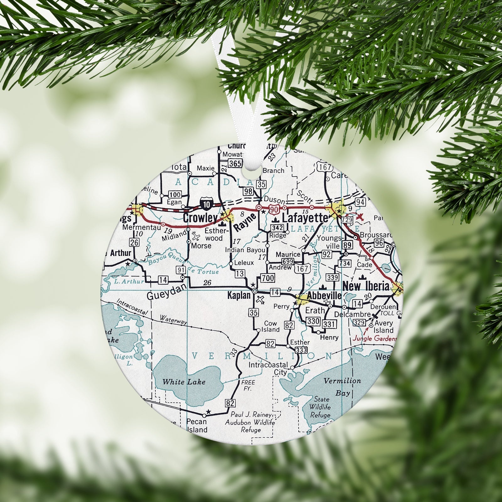 Kaplan Louisiana Vintage Map Ornament