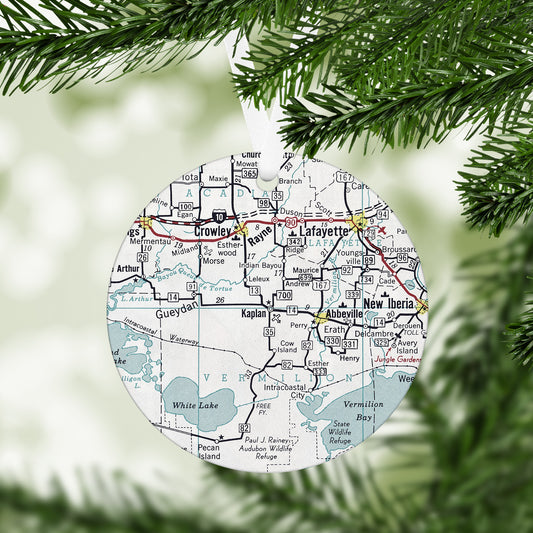 Kaplan Louisiana Vintage Map Ornament