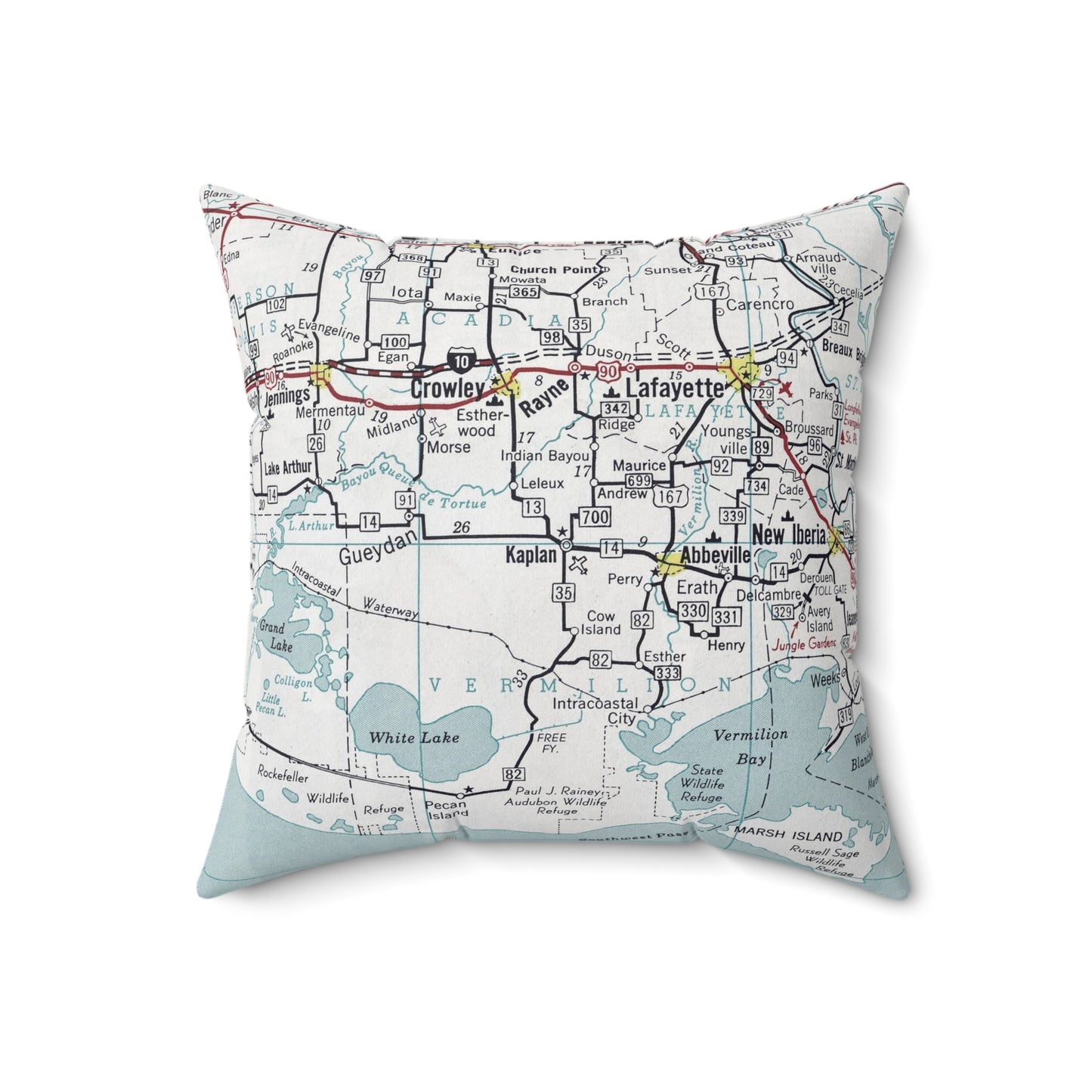 Kaplan Louisiana vintage map pillow