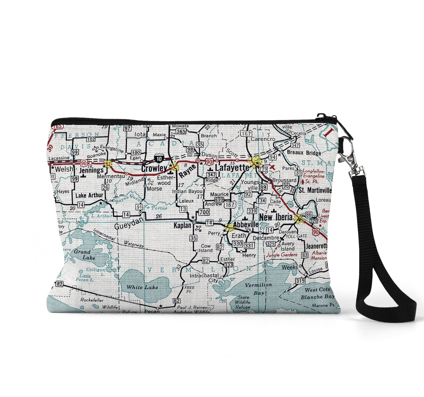Kaplan Louisiana map wristlet travel pouch
