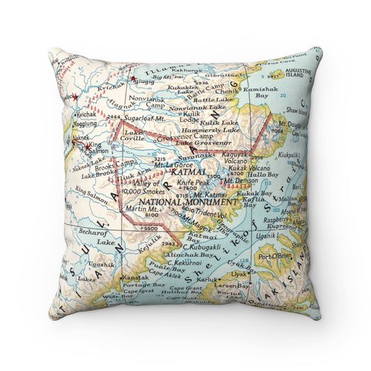 Katmai National Park vintage map pillow
