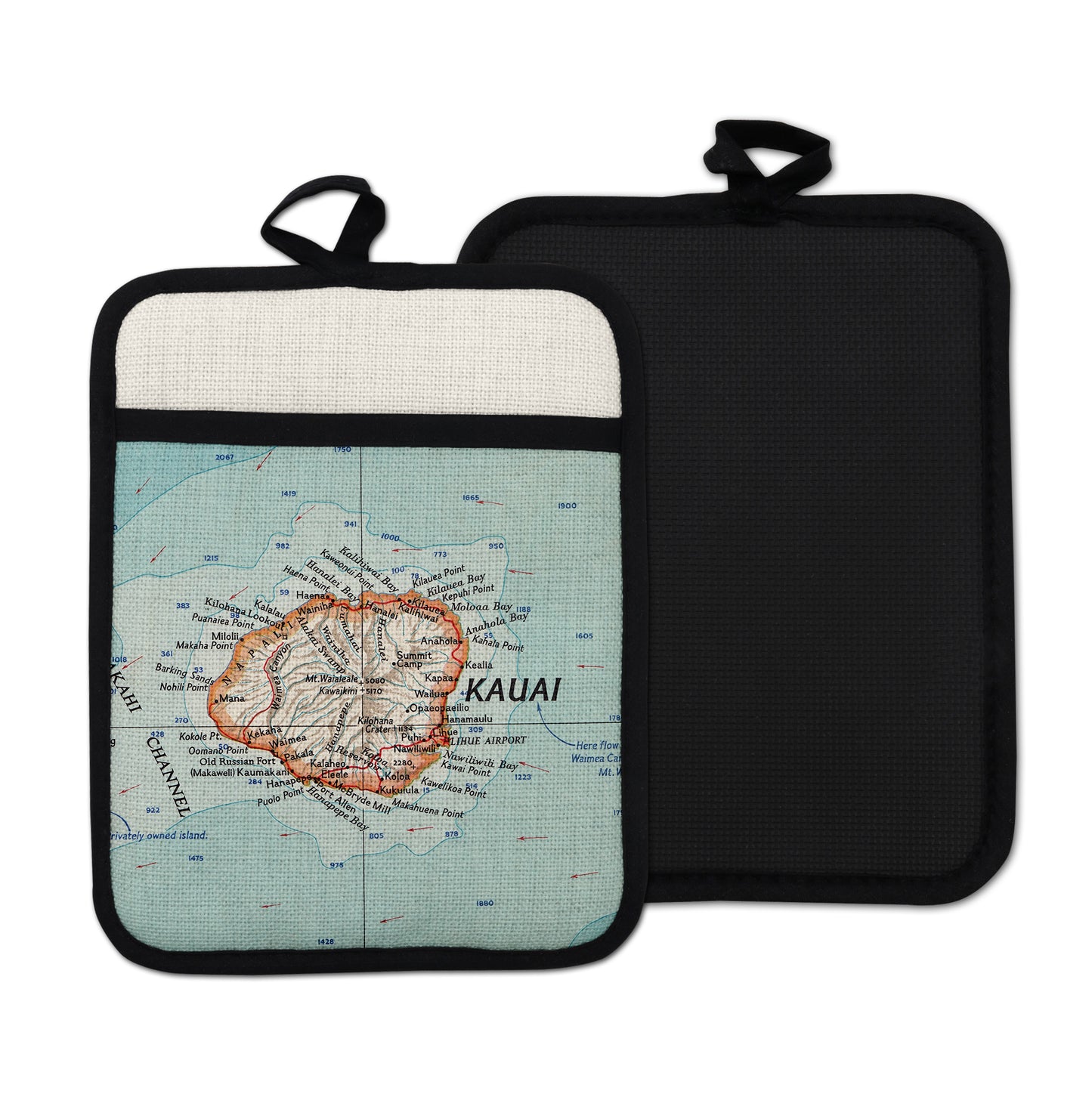 Kauai Hawaii vintage map hot pad kitchen decor