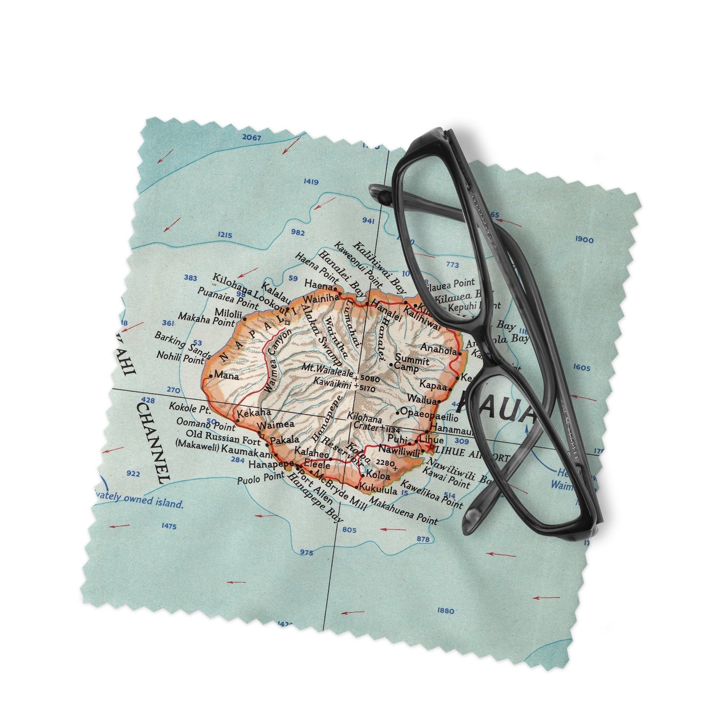 Kauai Map Lens Cloth | Kauai Microfiber Glasses Cleaner | Travel Gift