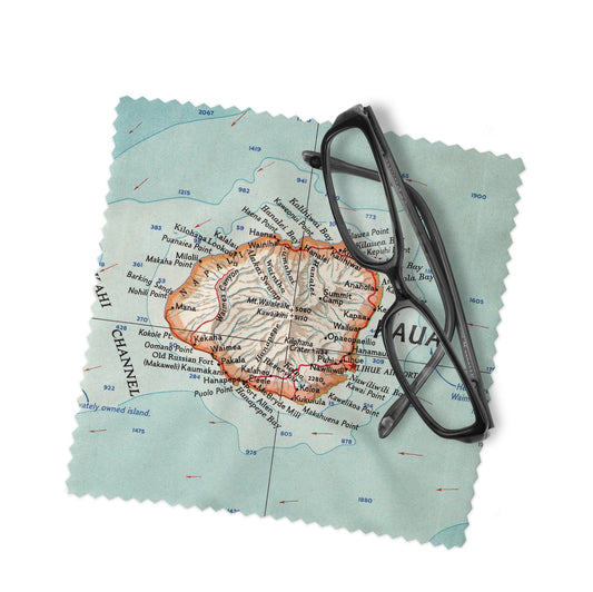 Kauai Map Lens Cloth | Kauai Microfiber Glasses Cleaner | Travel Gift