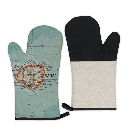 Kauai, Hawaii vintage map oven mitt