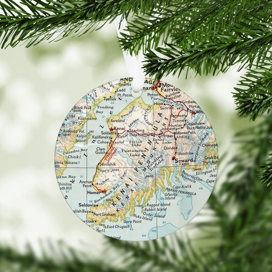 Kenai Alaska Vintage Map Ornament