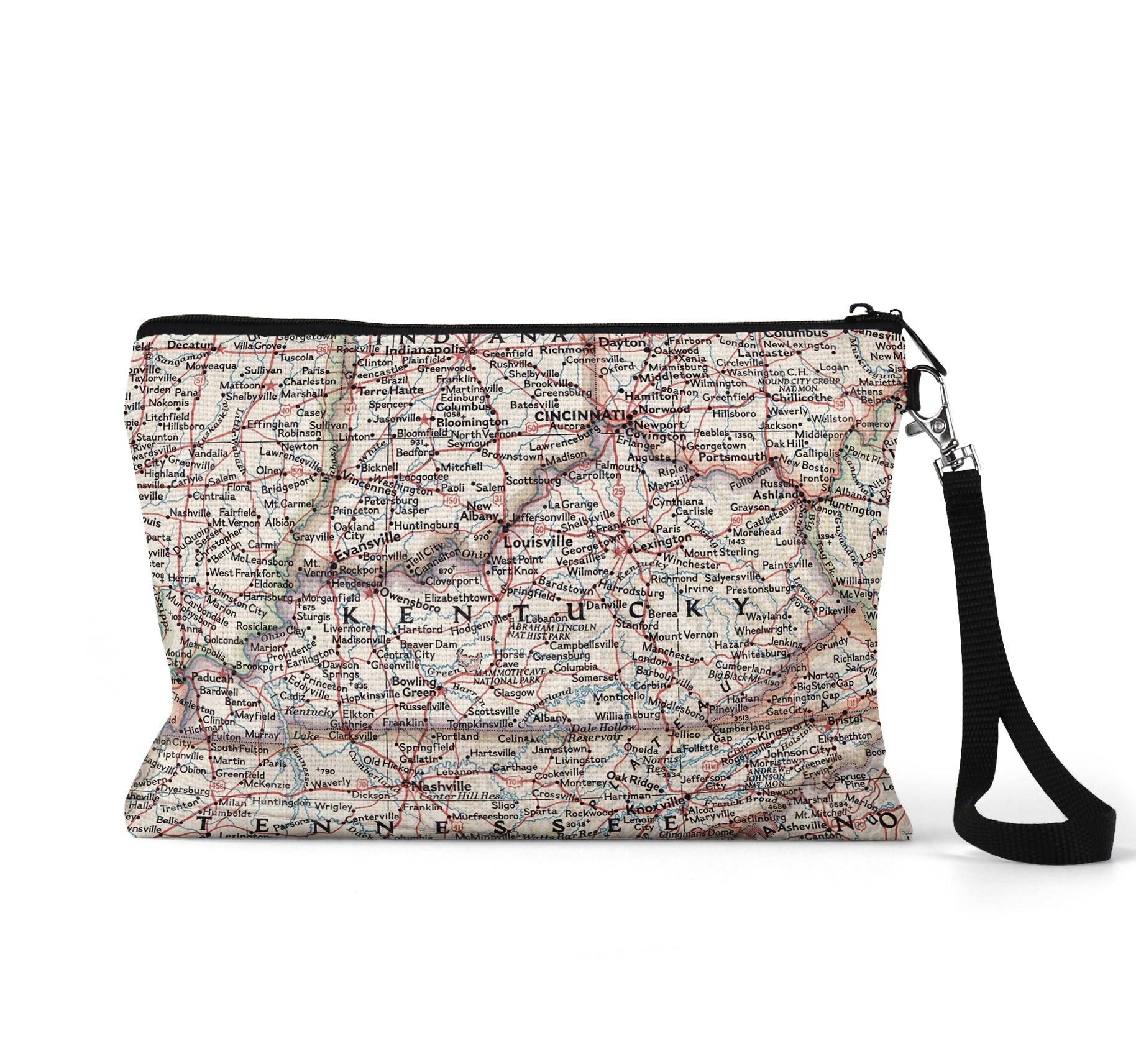 Kentucky map wristlet travel pouch