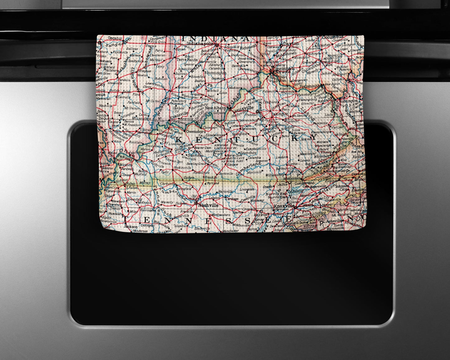 Kentucky Map Tea Towel | Waffle-Weave Kitchen Towel Gift