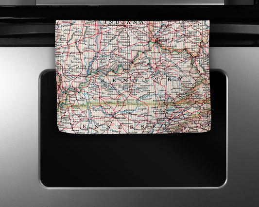 Kentucky Map Tea Towel | Waffle-Weave Kitchen Towel Gift