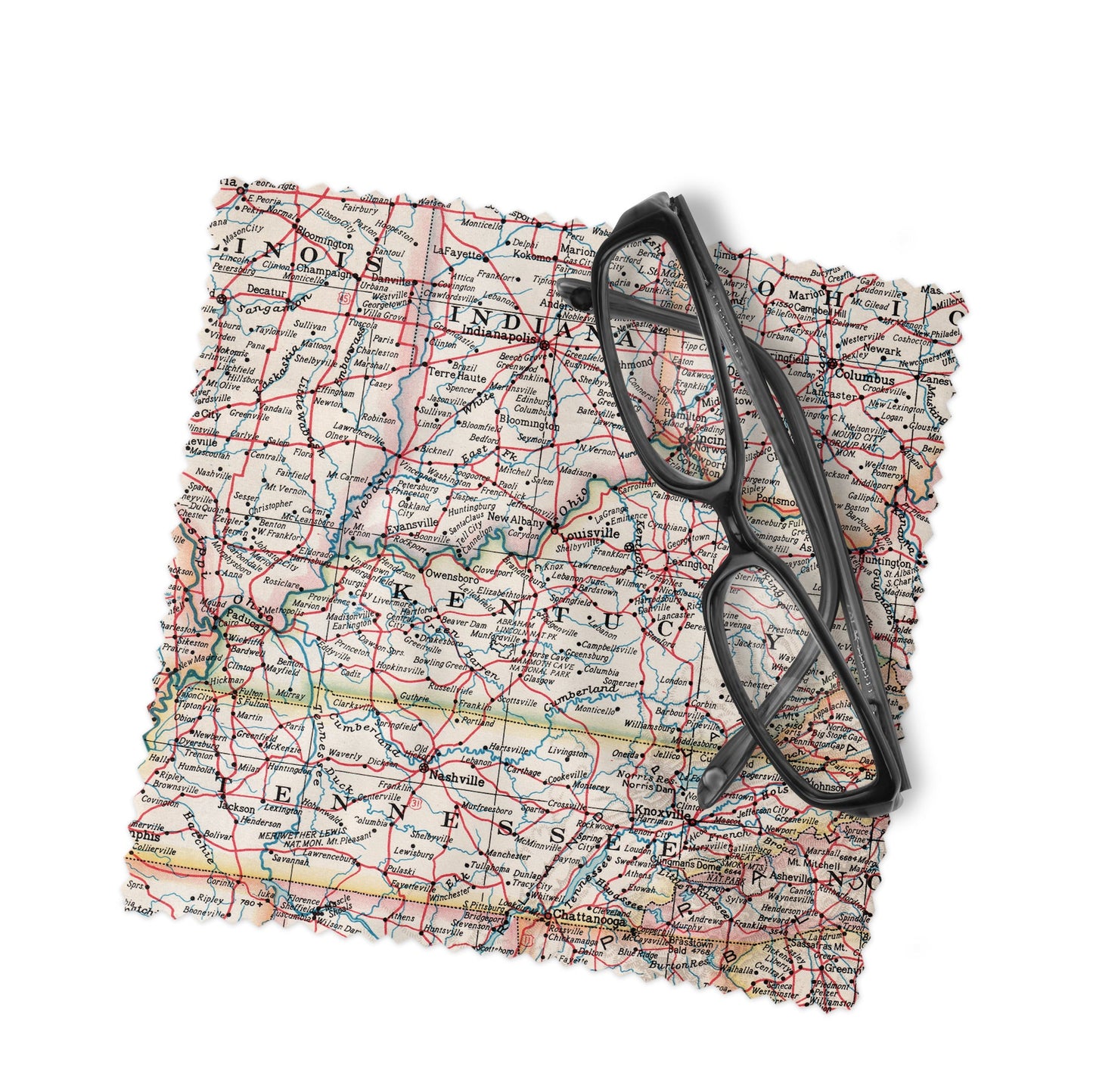 Kentucky Map Lens Cloth | Kentucky Microfiber Glasses Cleaner | Travel Gift