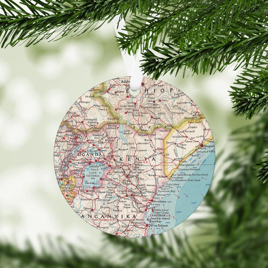 Kenya Vintage Map Ornament