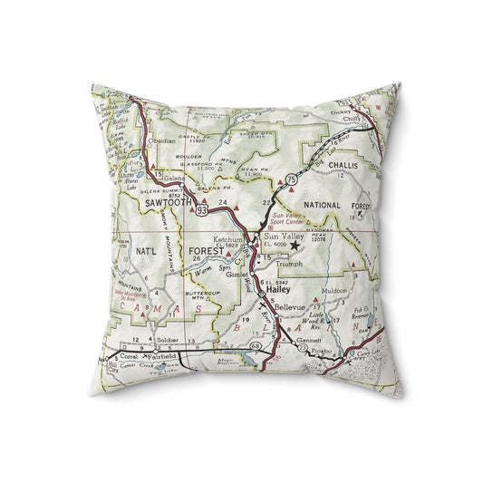 Ketchum Idaho vintage map pillow