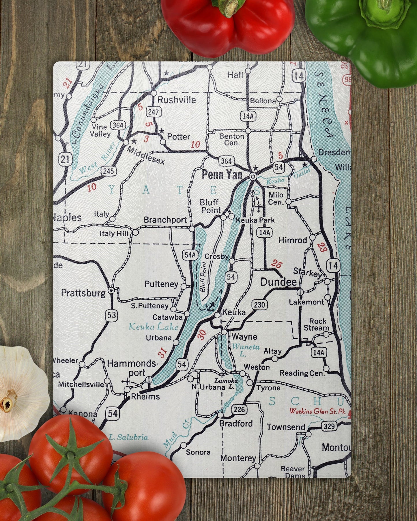 Keuka Lake New York Map Cutting Board | Travel Gift | Kitchen Decor