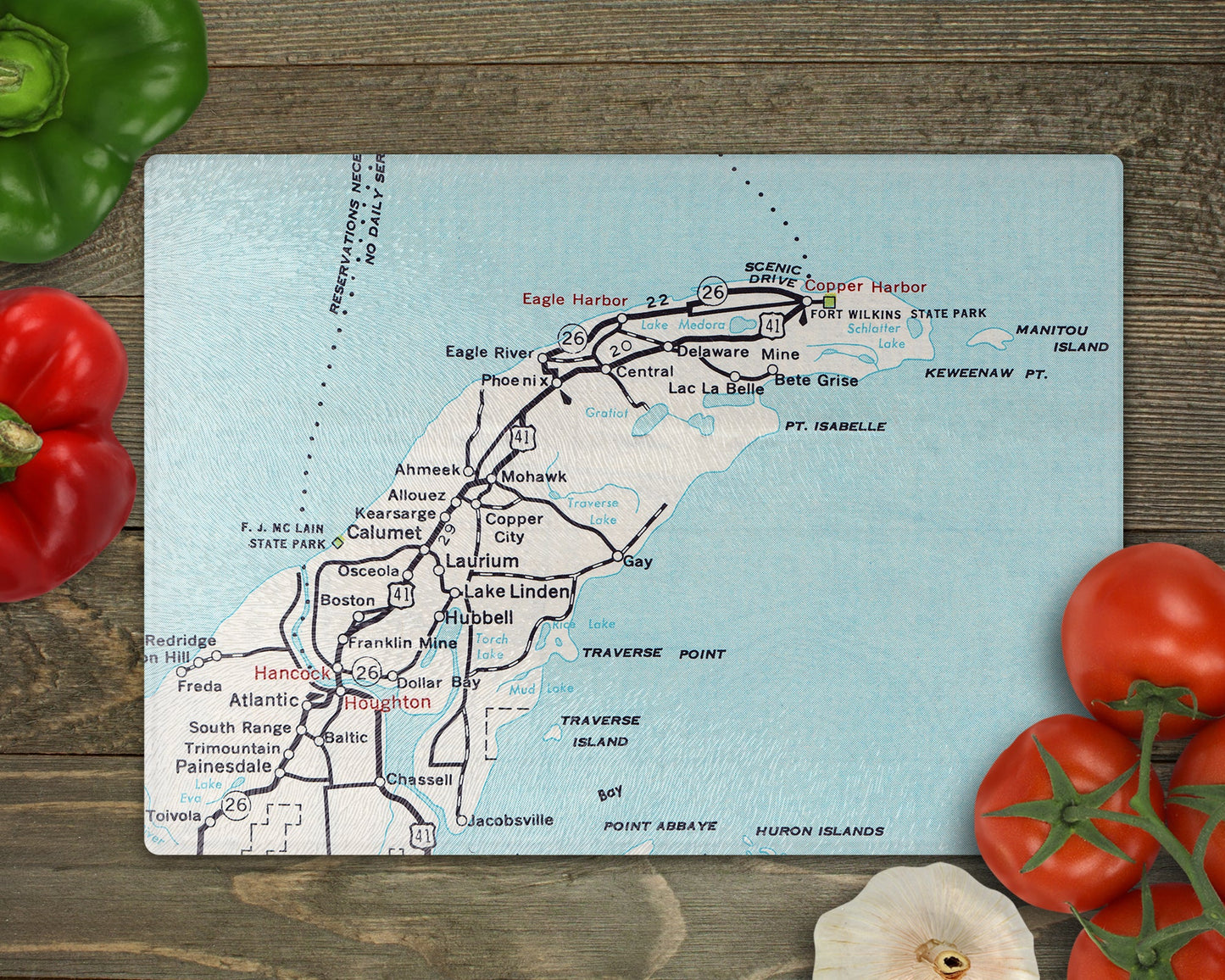 Keweenaw Michigan Map Cutting Board | Travel Gift | Kitchen Decor