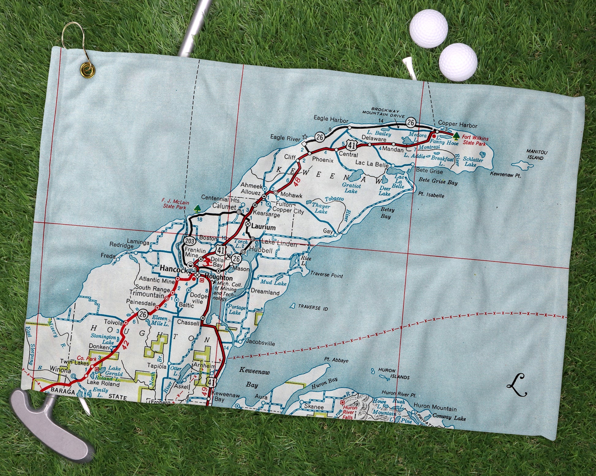 Keweenaw Peninsula Michigan golf towel primary image