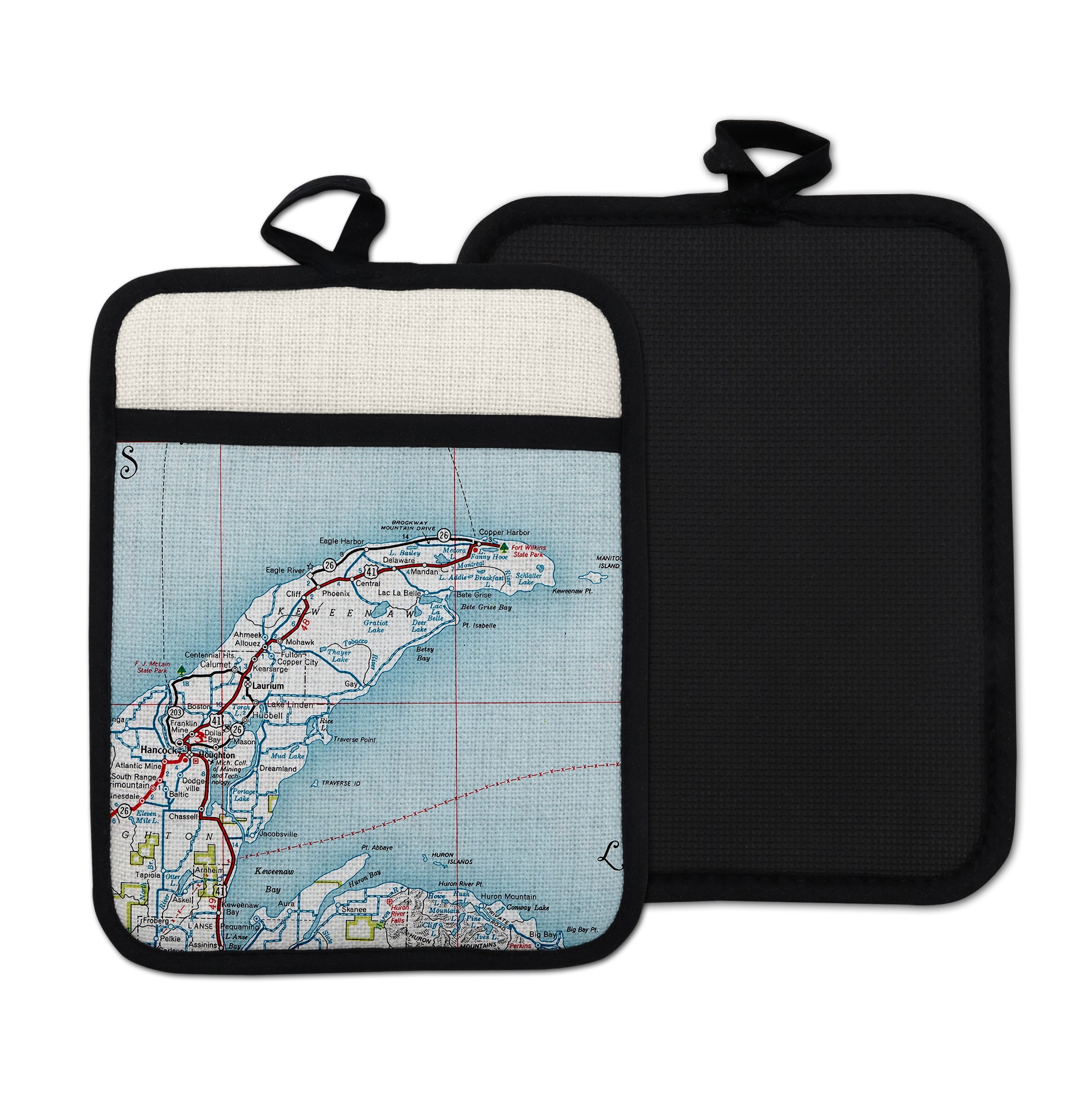 Keweenaw Michigan vintage map hot pad kitchen decor