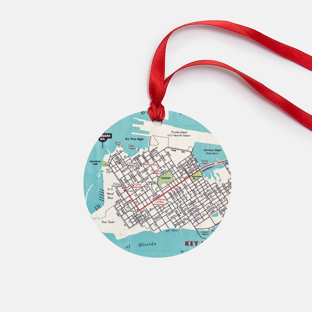 Key West Florida Vintage Map Ornament