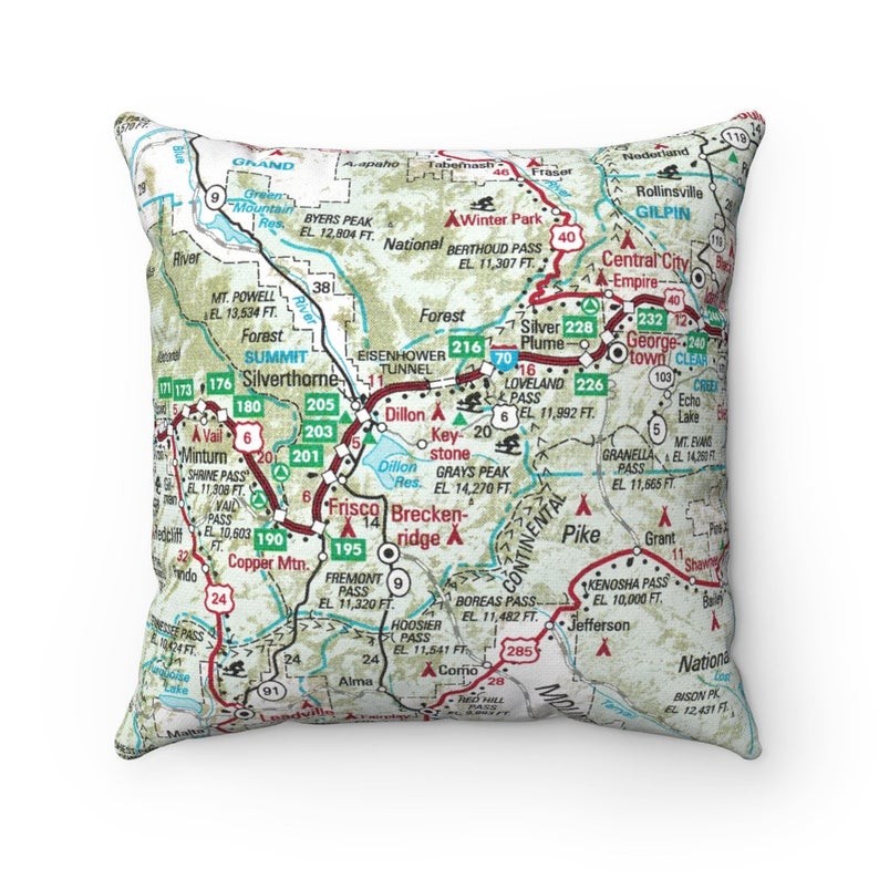 Keystone Colorado vintage map pillow