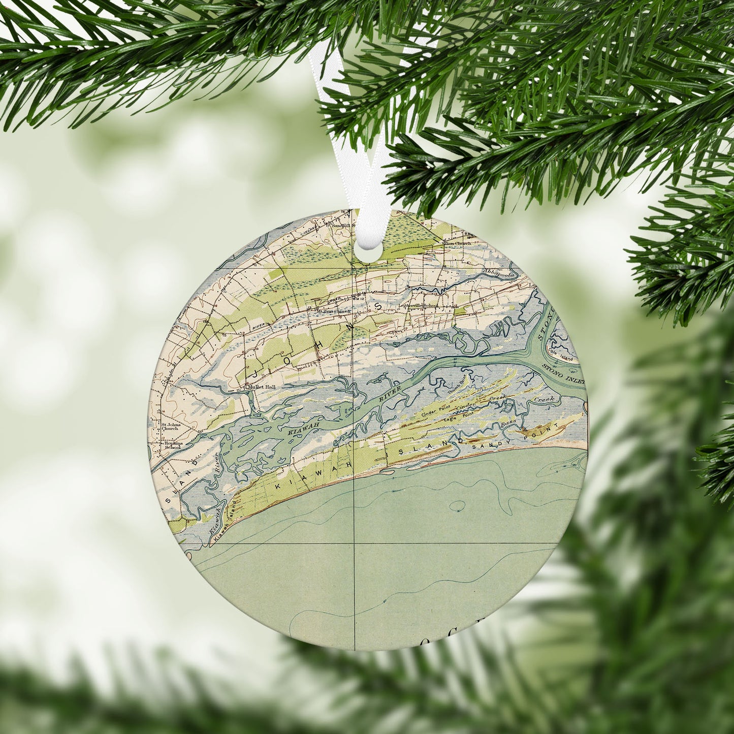 Kiawah Island South Carolina Vintage Map Ornament
