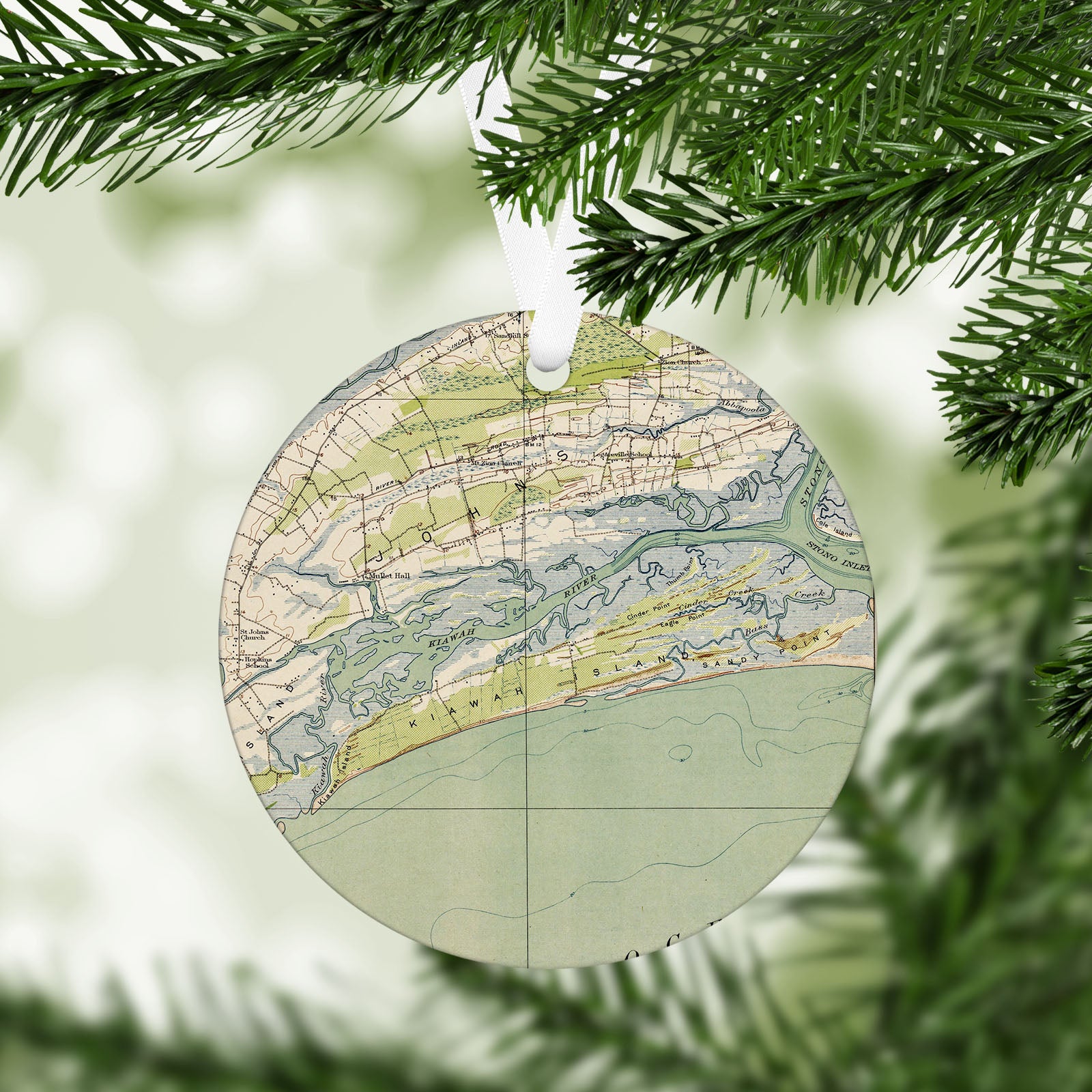 Kiawah Island South Carolina Vintage Map Ornament