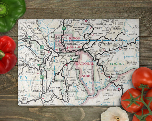 Kings Canyon National Park Map Cutting Board | Travel Gift | Kitchen Decor