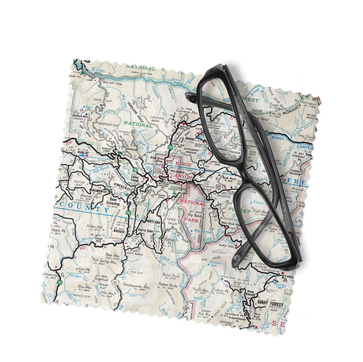 Kings Canyon National Park Map Lens Cloth | Kings Canyon Microfiber Glasses Cleaner | Travel Gift