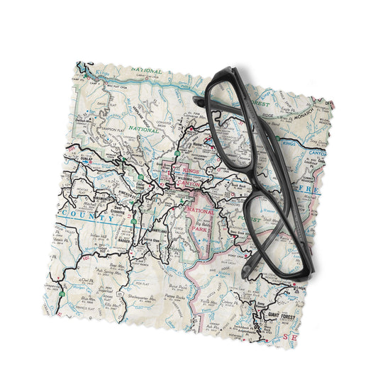 Kings Canyon National Park Map Lens Cloth | Kings Canyon Microfiber Glasses Cleaner | Travel Gift