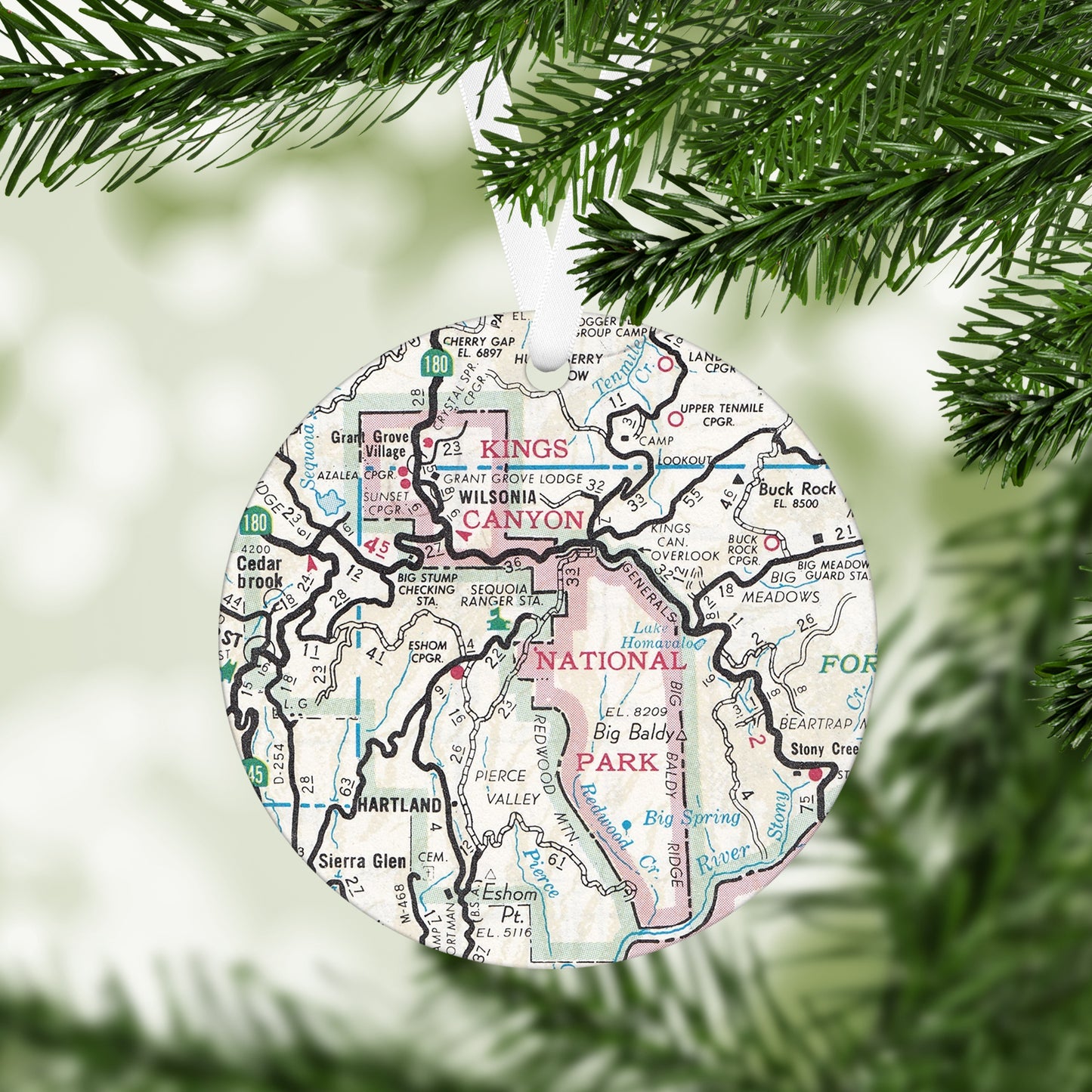 Kings Canyon National Park Vintage Map Ornament