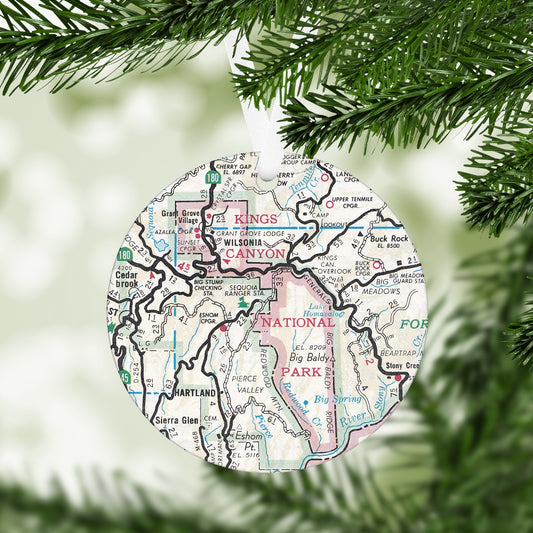Kings Canyon National Park Vintage Map Ornament