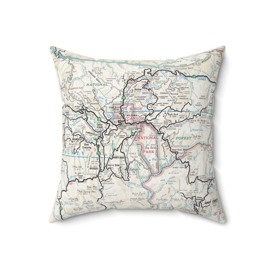 Kings Canyon National Park vintage map pillow