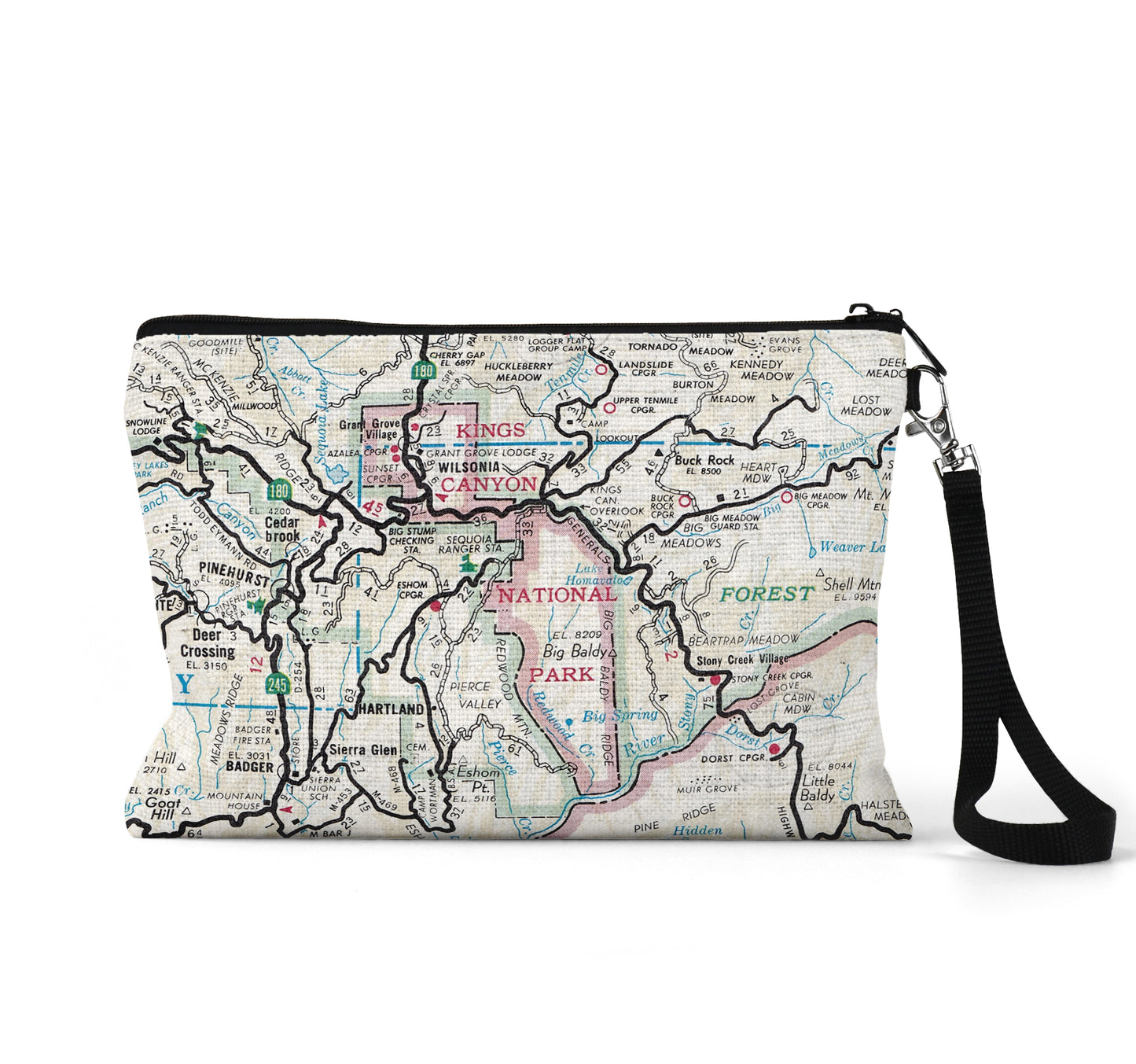 Kings Canyon National Park map wristlet travel pouch