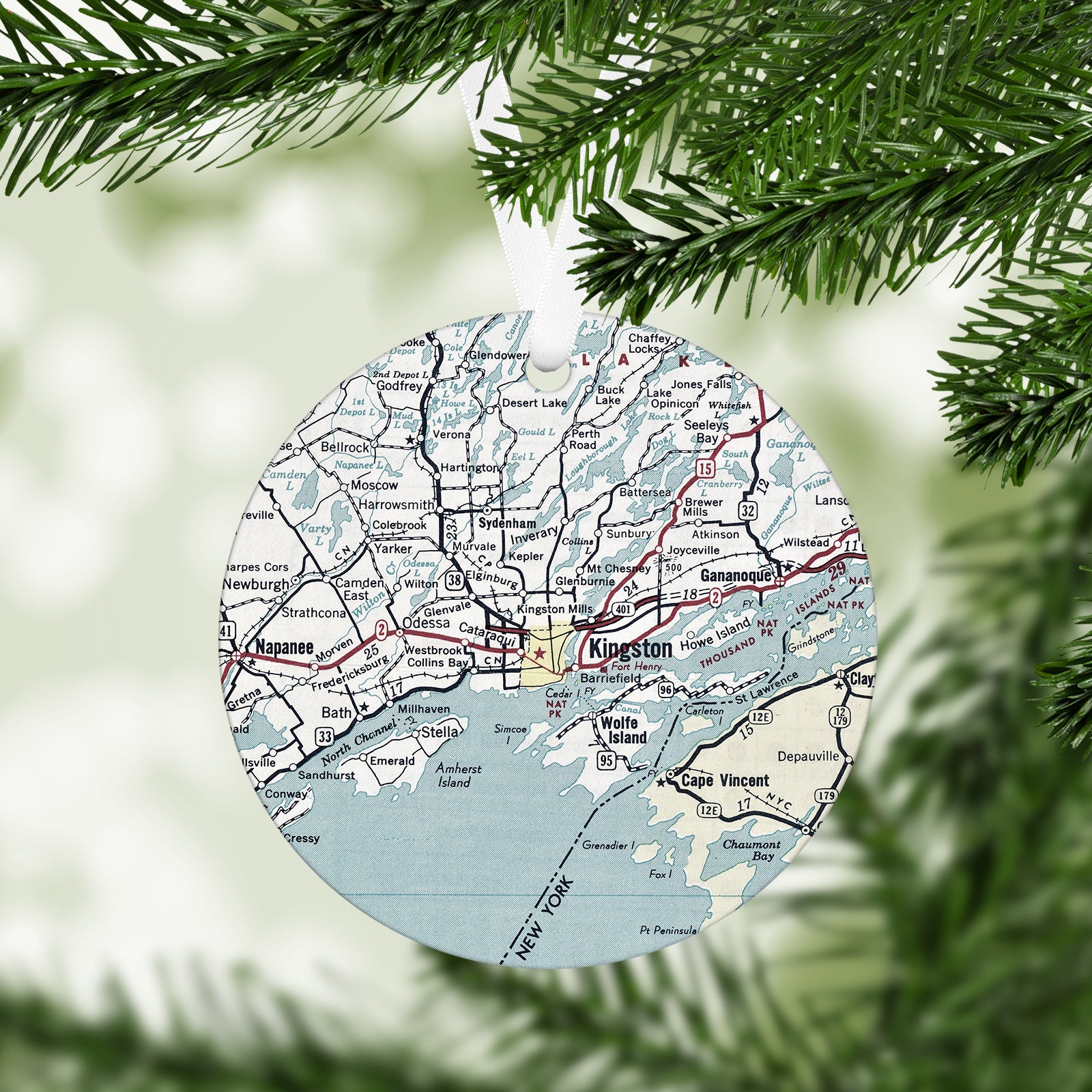 Kingston Ontario Vintage Map Ornament