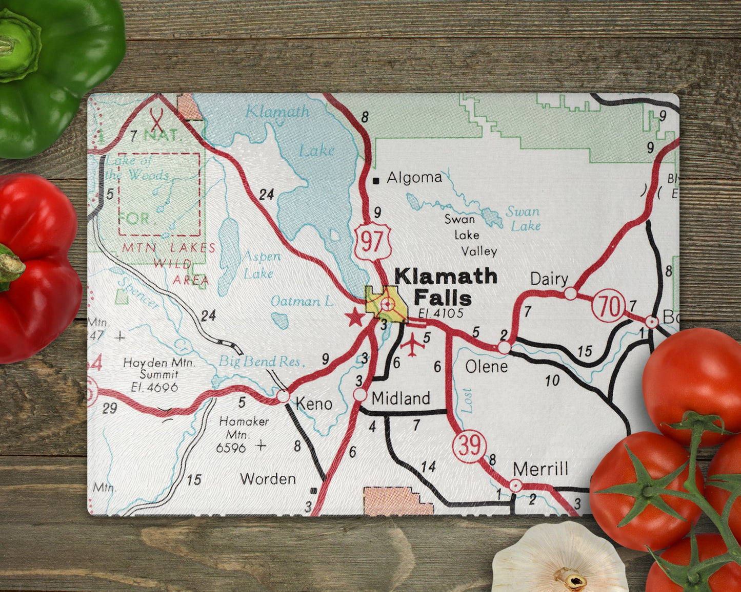 Klamath Falls Oregon Map Cutting Board | Travel Gift | Kitchen Decor