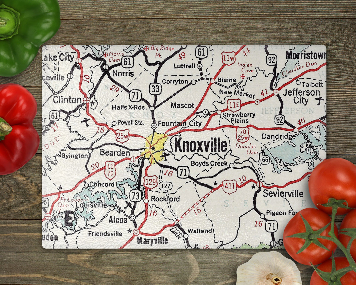 Knoxville Tennessee Map Cutting Board | Travel Gift | Kitchen Decor