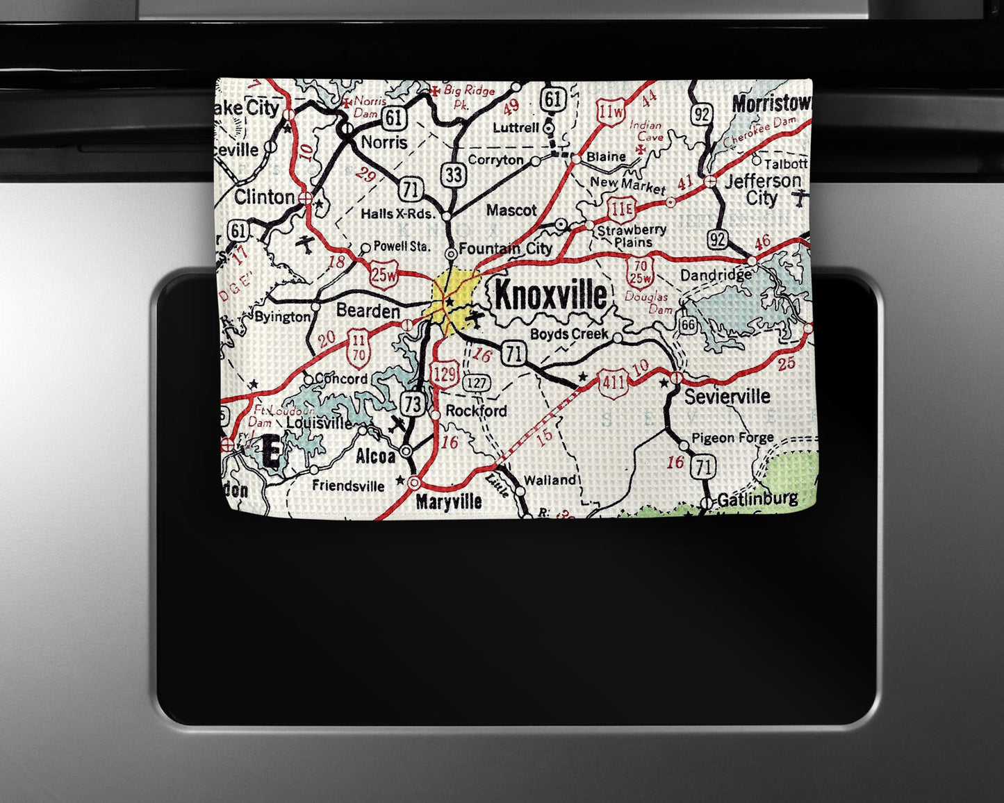 Knoxville Tennessee Map Tea Towel | Waffle-Weave Kitchen Towel Gift