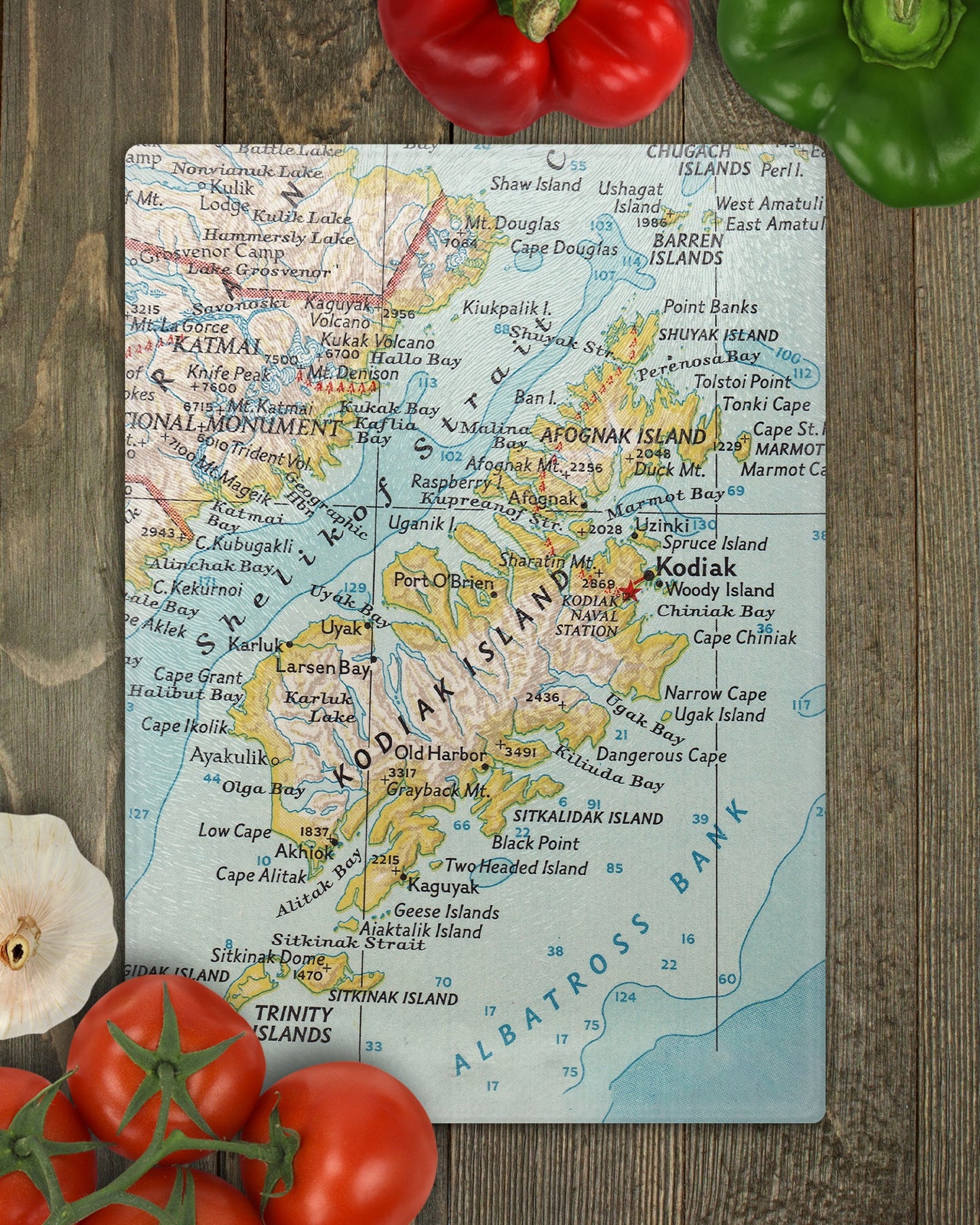 Kodiak Island Alaska Map Cutting Board | Travel Gift | Kitchen Decor