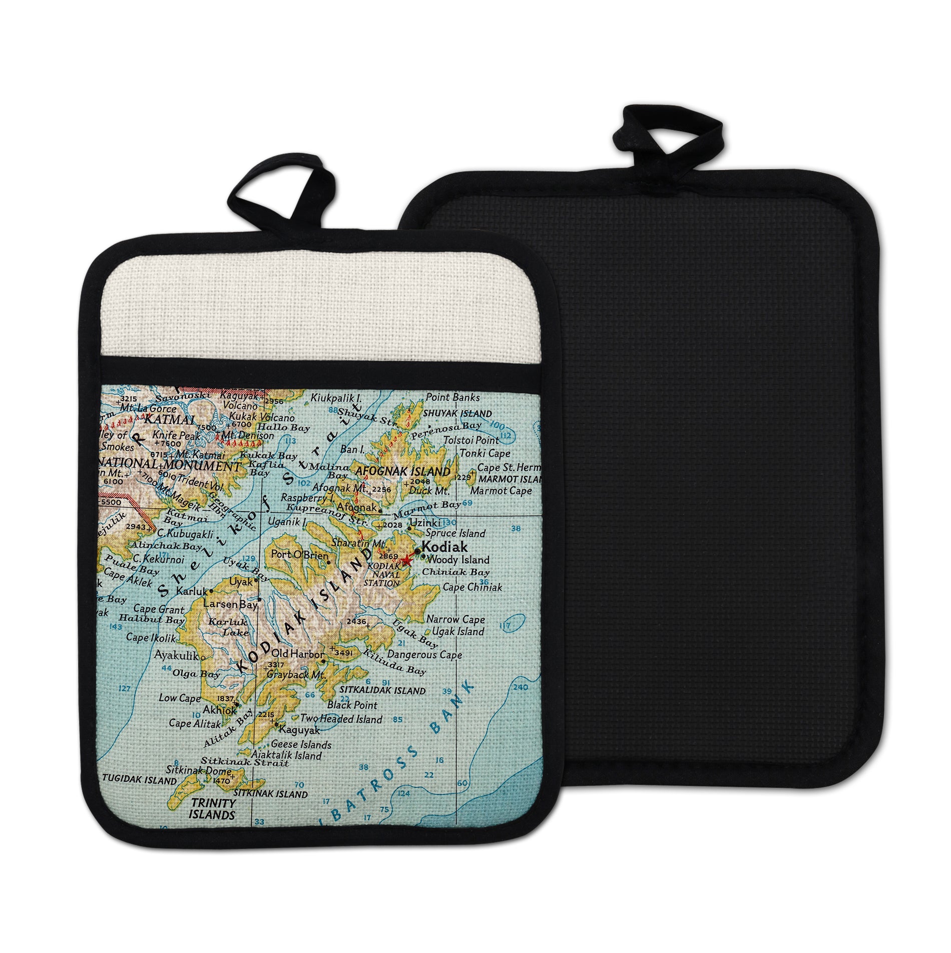 Kodiak Alaska vintage map hot pad kitchen decor