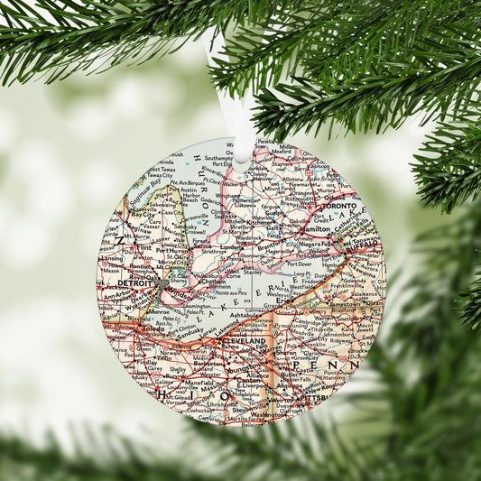 Lake Erie Vintage Map Ornament