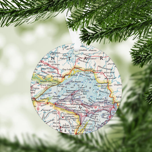 Lake Superior Vintage Map Ornament