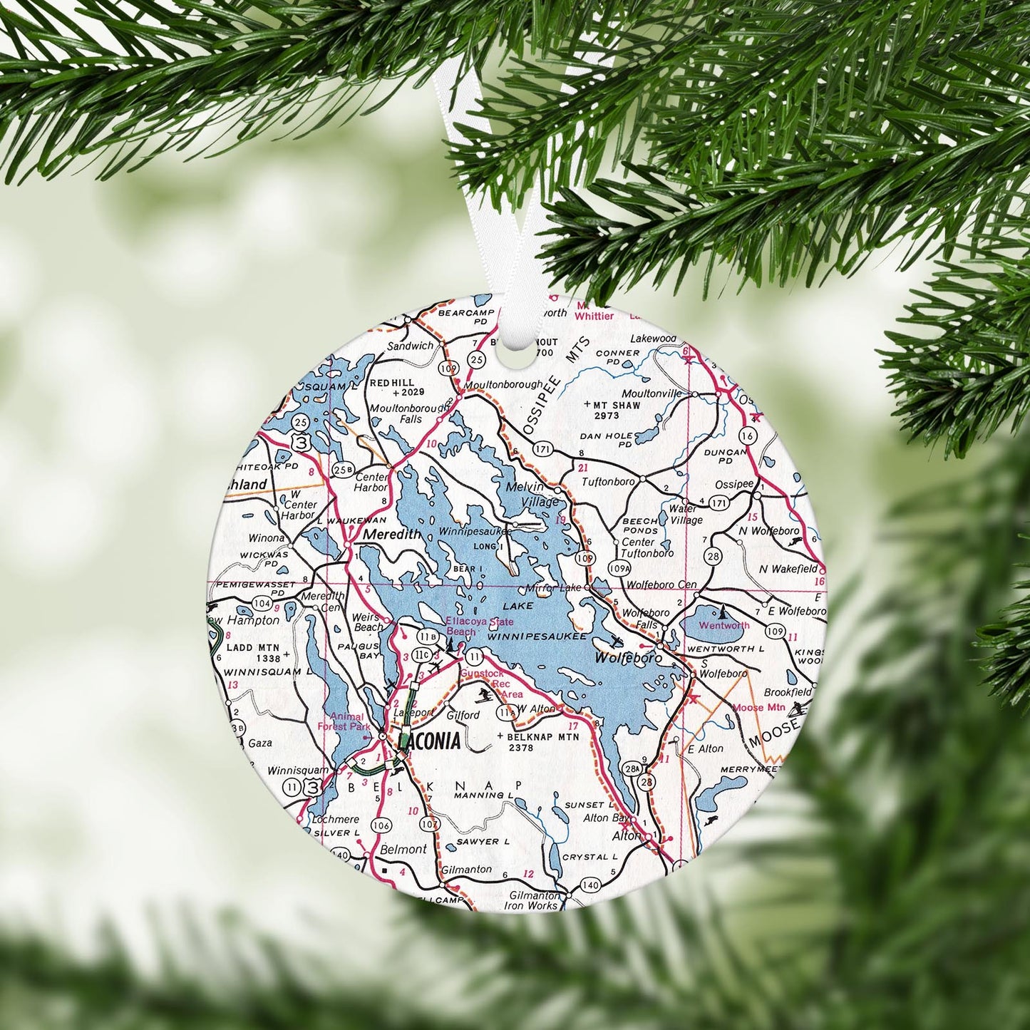 Lake Winnipesaukee New Hampshire Vintage Map Ornament