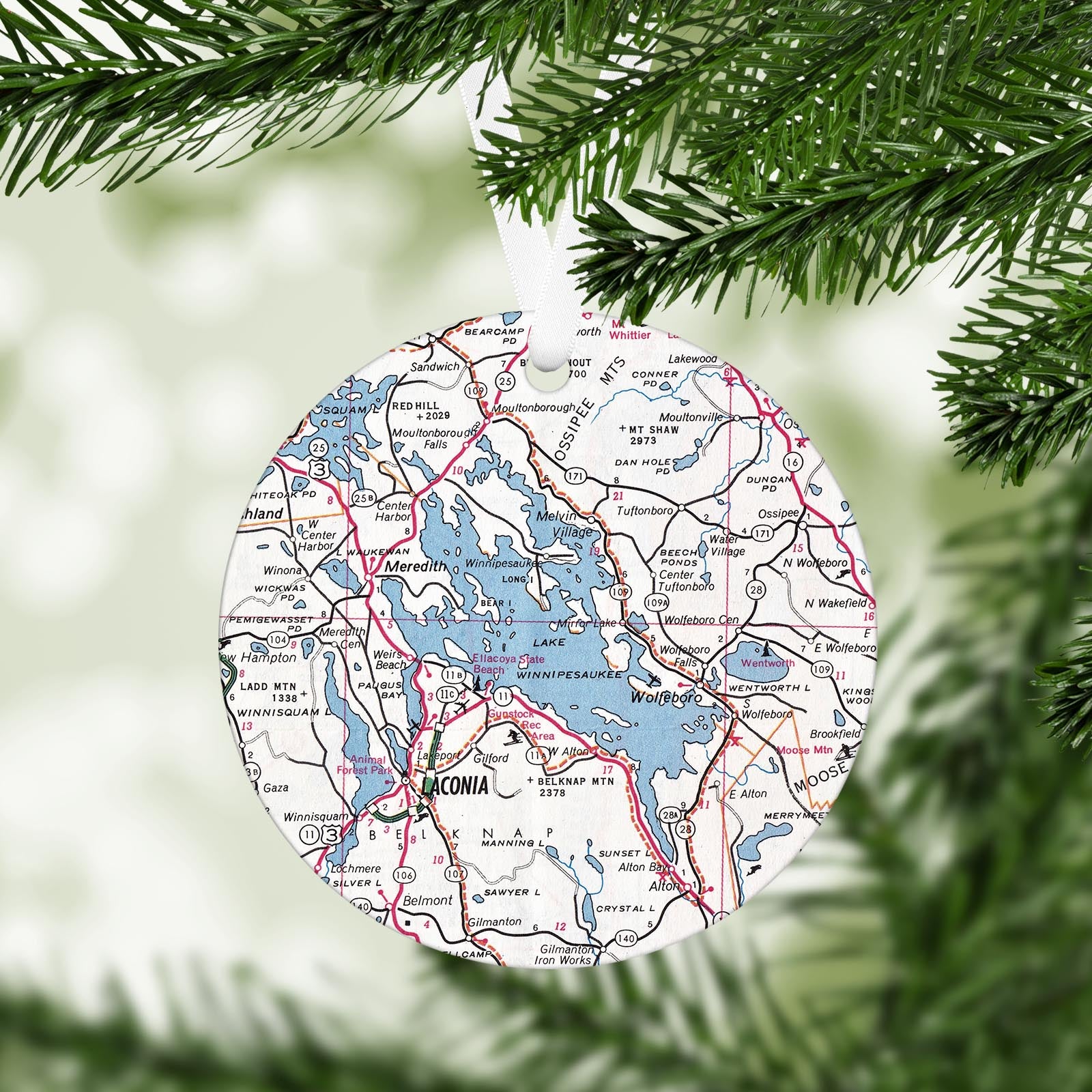 Lake Winnipesaukee New Hampshire Vintage Map Ornament