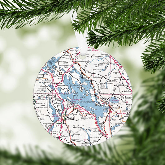 Lake Winnipesaukee New Hampshire Vintage Map Ornament