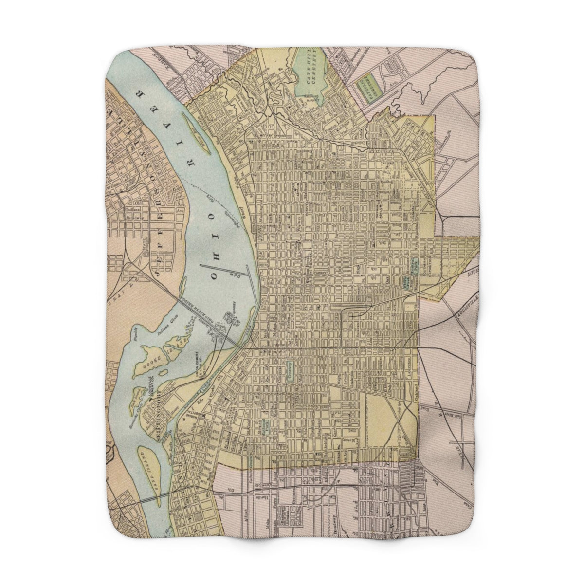Louisville, Kentucky Map Sherpa Fleece Blanket | Cozy Travel Throw