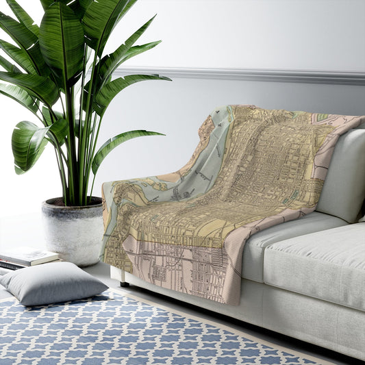 Louisville, Kentucky Map Sherpa Fleece Blanket | Cozy Travel Throw
